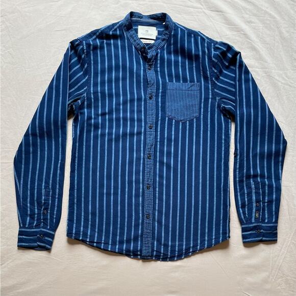 Scotch and Soda Blue Striped Long Sleeve Button Down Paradise Shirt Size Medium - Picture 1 of 9